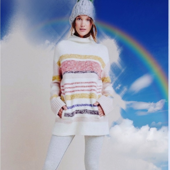 ANTHROPOLOGIE MULTI COLORED TUNIC WOOL / ALPACA  SWEATER - L - NEW ! - Picture 7 of 7